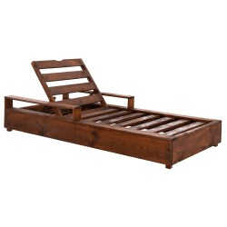 Ξαπλώστρα βαρέως τύπου Makedonia Plus ξύλο πεύκου εμποτισμού - καρυδί 200x92x23,5-73Υcm