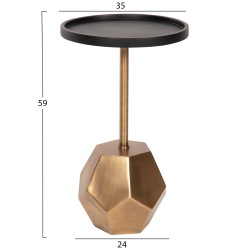 Βοηθητικό τραπεζάκι Rubin ξύλο Mango σε μαύρο - βάση μέταλλο χρυσή 35x35x59Υcm