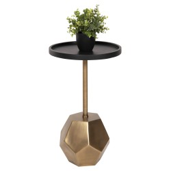 Βοηθητικό τραπεζάκι Rubin ξύλο Mango σε μαύρο - βάση μέταλλο χρυσή 35x35x59Υcm