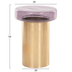 Βοηθητικό τραπεζάκι Carmo μωβ γυαλί - χρυσό μέταλλο φ39x54Ycm