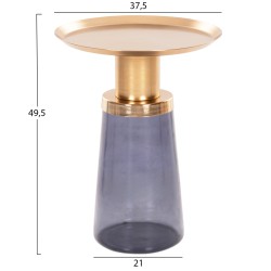 Βοηθητικό τραπεζάκι Ballin μπλε γυαλί - χρυσό μέταλλο φ37,5x49,5Ycm