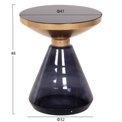 Βοηθητικό τραπεζάκι Demmy μαύρο & μωβ γυαλί - χρυσό μέταλλο φ41x48Ycm