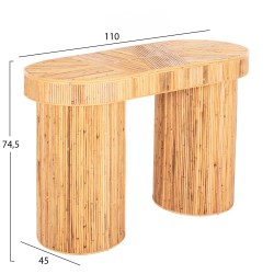 Κονσόλα οβάλ Gatsby φυσικό Rattan σε φυσικό χρώμα 110x45x74,5Ycm