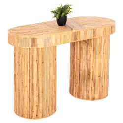 Κονσόλα οβάλ Gatsby φυσικό Rattan σε φυσικό χρώμα 110x45x74,5Ycm