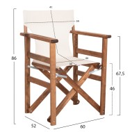 Πτυσσόμενη καρέκλα σκηνοθέτη διαστάσεων 60x52x86cm εκρού με σκελετό σε καρυδί χρώμα ΝΑΞΟΣ