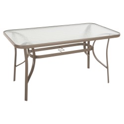Τραπέζι Bruno σαμπανί μεταλλικό με γυάλινη επιφάνεια 140x80x71Υcm