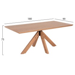 Σετ τραπεζαρίας 7τμχ αποτελείται από τραπέζι σε χρώμα φυσικό δρυς και 6 πολυθρόνες σε κεραμιδί χρώμα