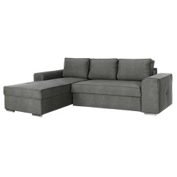 Καναπές αριστερή γωνιά Nacho ανθρακί ύφασμα-ασημί μεταλλικά ποδιά 270x163x88hcm