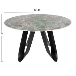 Σετ τραπέζιας 5 τεμάχια Zod στρόγγυλο με κεραμική επιφάνεια και πολυθρόνες σε χρώμα πετρόλ 