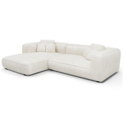 Καναπές γωνιά (αριστερή) 3-θέσιος Grace λευκό ύφασμα 252x160x70-90hcm