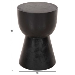 Σκαμπό Mamba κυλινδρικό μασίφ ξύλο Suar σε μαύρο φ30x45Ycm