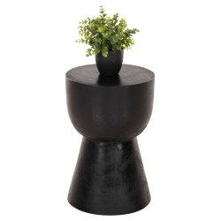 Σκαμπό Mamba κυλινδρικό μασίφ ξύλο Suar σε μαύρο φ30x45Ycm