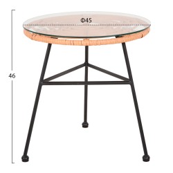 Σετ εξωτερικού χώρου 3 τμχ Allegra μπεζ συνθετικό rattan - μέταλλο σε μαύρο