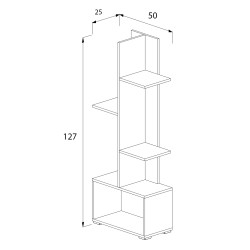 Βιβλιοθήκη Trivio μελαμίνης σε χρώμα λευκό - Atlantis Green διαστάσεων 50x25x127Υcm
