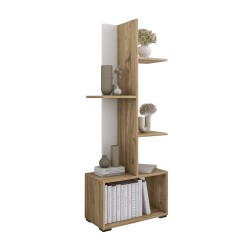 Βιβλιοθήκη Trivio μελαμίνης σε χρώμα λευκό - Atlantis Green διαστάσεων 50x25x127Υcm