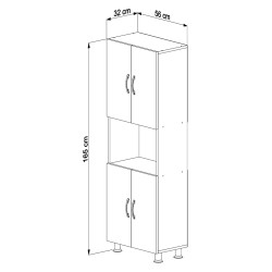 Έπιπλο κουζίνας/ντουλάπι rad μελαμίνη Sonama - λευκό 56x32x165Ycm