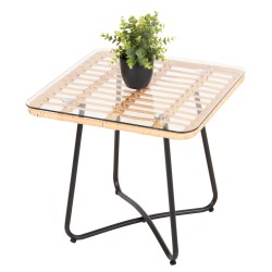 Τραπεζάκι Gerry με Wicker μπεζ - μαύρο μεταλλικό σκελετό 50x50x47,5Ycm Τραπεζάκι Gerry με Wicker μπεζ - μαύρο μεταλλικό σκελετό 50x50x47,5Ycm