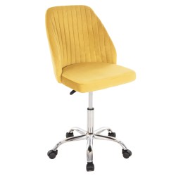 Καρέκλα γραφείου Ηollis κίτρινο βελούδο με μεταλλικό πόδι διαστάσεων 58x58x85Υcm 