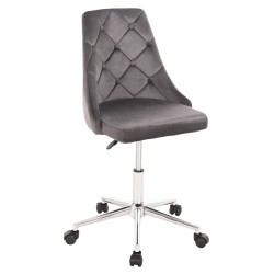 Καρέκλα γραφείου Ηorace γκρι βελούδο με μεταλλική βάση χρωμίου διαστάσεων 66x66x88-102Ycm