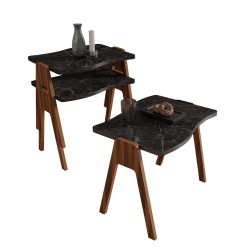 Σετ 3 τμχ βοηθητικά τραπεζάκια Essent μελαμίνη σε καρυδί - μαύρο μάρμαρο 45x35x40Ycm Σετ 3 τμχ βοηθητικά τραπεζάκια Essent μελαμίνη σε καρυδί - μαύρο μάρμαρο 45x35x40Ycm