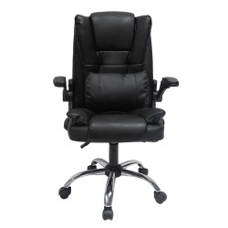 Καρέκλα γραφείου Canan μαύρo PVC - μαύρο Nylon - βάση χρωμίου 69x48x98Ycm