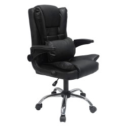 Καρέκλα γραφείου Canan μαύρo PVC - μαύρο Nylon - βάση χρωμίου 69x48x98Ycm