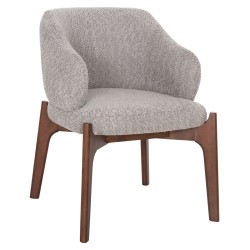 Καρέκλα Abai rubberwood σε χρώμα καρυδί - λευκό μπουκλέ ύφασμα διαστάσεων 65x63x79Ycm