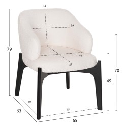 Καρέκλα Abai rubberwood σε μαύρο - εκρού μπουκλέ ύφασμα διαστάσεων 65x63x79Ycm
