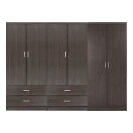 Ντουλάπα Reina 6 φυλλη με 4 συρτάρια - μελαμίνη σε Zebrano 240x43x181Υcm