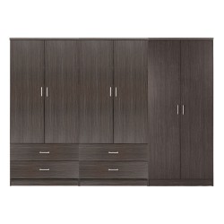 Ντουλάπα Reina 6 φυλλη με 4 συρτάρια - μελαμίνη σε Zebrano 240x43x181Υcm