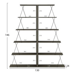 Σετ βιβλιοθήκες 2τμχ Μini Tars μελαμίνη olive grey με μαύρες βέργες 65x24x146Υcm (x2)