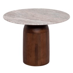 Τραπέζι σαλονιού στρόγγυλο Maled γκρι μάρμαρo - ξύλο Mango φ60x44,5Υcm