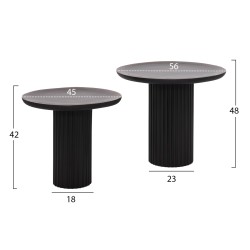 Τραπέζια σαλονιού 2τμχ Elaf ξύλο Mango εμαγιέ - μεταλλικές βάσεις