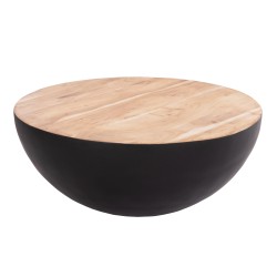 Διακοσμητικό τραπέζι σαλονιού bowl φ90x37,5Ycm μαύρο με ξύλο ακακίας