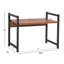 Ράφι πάγκου κουζίνας becko hm18219. 05 μελαμίνη σε καρυδι-μαυρο μέταλλο 54,5x35x41Υcm