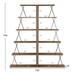 Σετ βιβλιοθήκες 2τμχ Μini Tars μελαμίνη φυσικό Oak και μαύρο διαστάσεων 65x24x146Υcm (x2)