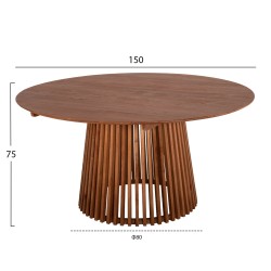 Σετ τραπεζαρίας 5τμχ Permaine στρόγγυλο τραπέζι Φ150cm με 4 καρέκλες σε φυσικό ξύλο