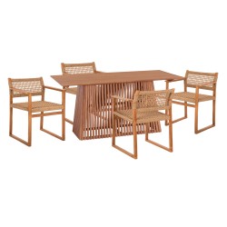 Σετ τραπεζαρίας 5τμχ Narley ορθογώνιο τραπέζι με 4 καρέκλες σε φυσικό χρώμα