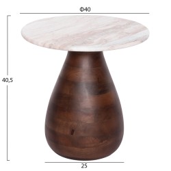 Σετ 2τμχ τραπέζια σαλονιού Maled γκρι & λευκό μάρμαρο-ξύλο Mango