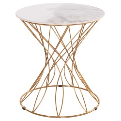 Βοηθητικό τραπεζάκι Rudy κεραμικό top λευκό - μέταλλο χρυσό φ45x48,5Ycm Βοηθητικό τραπεζάκι Rudy κεραμικό top λευκό - μέταλλο χρυσό φ45x48,5Ycm