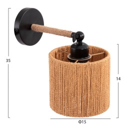 Απλίκα τοίχου lant με μεταλλική βαση-σχοινι- [ε27] διαστάσεων15x15x35-23Υcm.