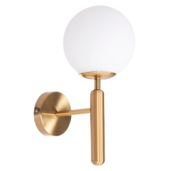 Απλίκα τοίχου homy με μεταλλική βάση σε χρυσό χρώμα και γυαλί διαστάσεων 14x21x33Υ cm.