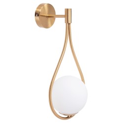 Απλίκα τοίχου bais σε χρυσό χρώμα με γυάλινο γλόμπο διστάσεων 21x21x44Υ cm