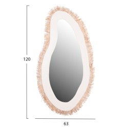 Καθρέπτης τοίχου σειρά Santorini mdf υπόλευκο - διακόσμηση σε μπεζ 63x1,8x120Ycm