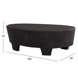 Τραπέζι σαλονιού οβάλ σειρά Santorini mdf σε μαύρο χρώμα 100x60x33Υcm