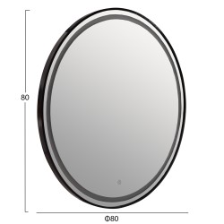 Καθρέπτης τοίχου στρόγγυλος Rounder αλουμίνιο σε μαύρο με φωτισμό led Φ80cm
