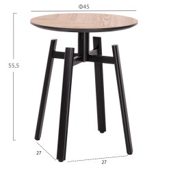 Βοηθητικό τραπεζάκι Νorton μεταλλικά ποδιά μαύρα - mdf Top Sonama φ45x55,5Ycm