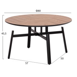 Τραπέζι σαλονιού περιστρεφόμενο Norton μέταλλο μαύρο - mdf top φ80x45,5Υcm