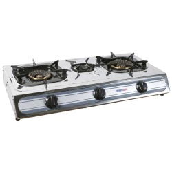 Επιτραπέζιο κουζινάκι υγραερόυ ΙΝΟΧ με 3 εστίες χαμηλής πίεσης ημι-επαγγελματικό THERMOGATZ