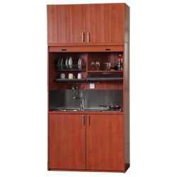 Πολυκουζίνα mini kitchen 125cm με πατάρι απόχρωση πεύκου για ξενώνες, γραφεία & φοιτητικά studio